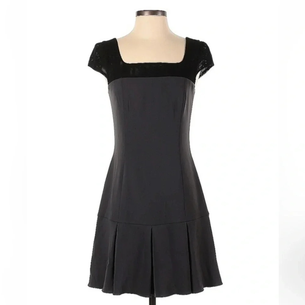 Jay Godfrey | Dark Grey Black Pleated Hem Fit & Flare Whimsigoth  Dress Size 4